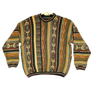 Tundra Canada 100% Cotton Multicolor 3D Textured Knit Sweater Men's XL